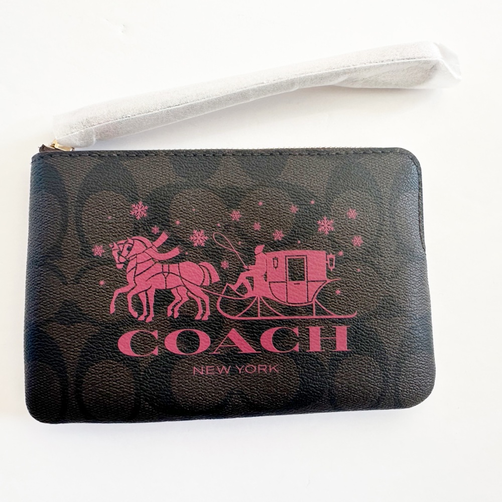 Coach brown logo wristlet - NWT